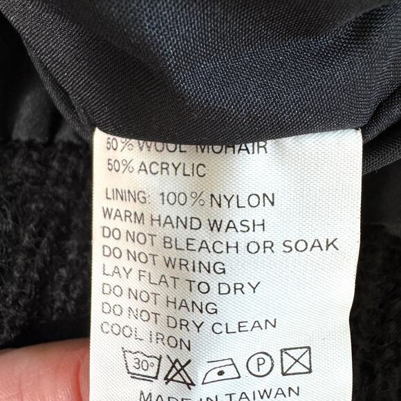 Annabelle Womens Cardigan Knit Sweater One Size Mohair Wool Blend Fuzzy Black - Picture 4 of 5